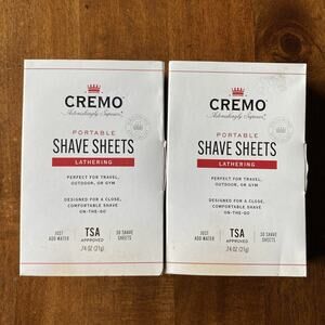 2 Cremo TSA APPROVED 60 Portable Shave Sheets Lathering Travel Outdoor Gym